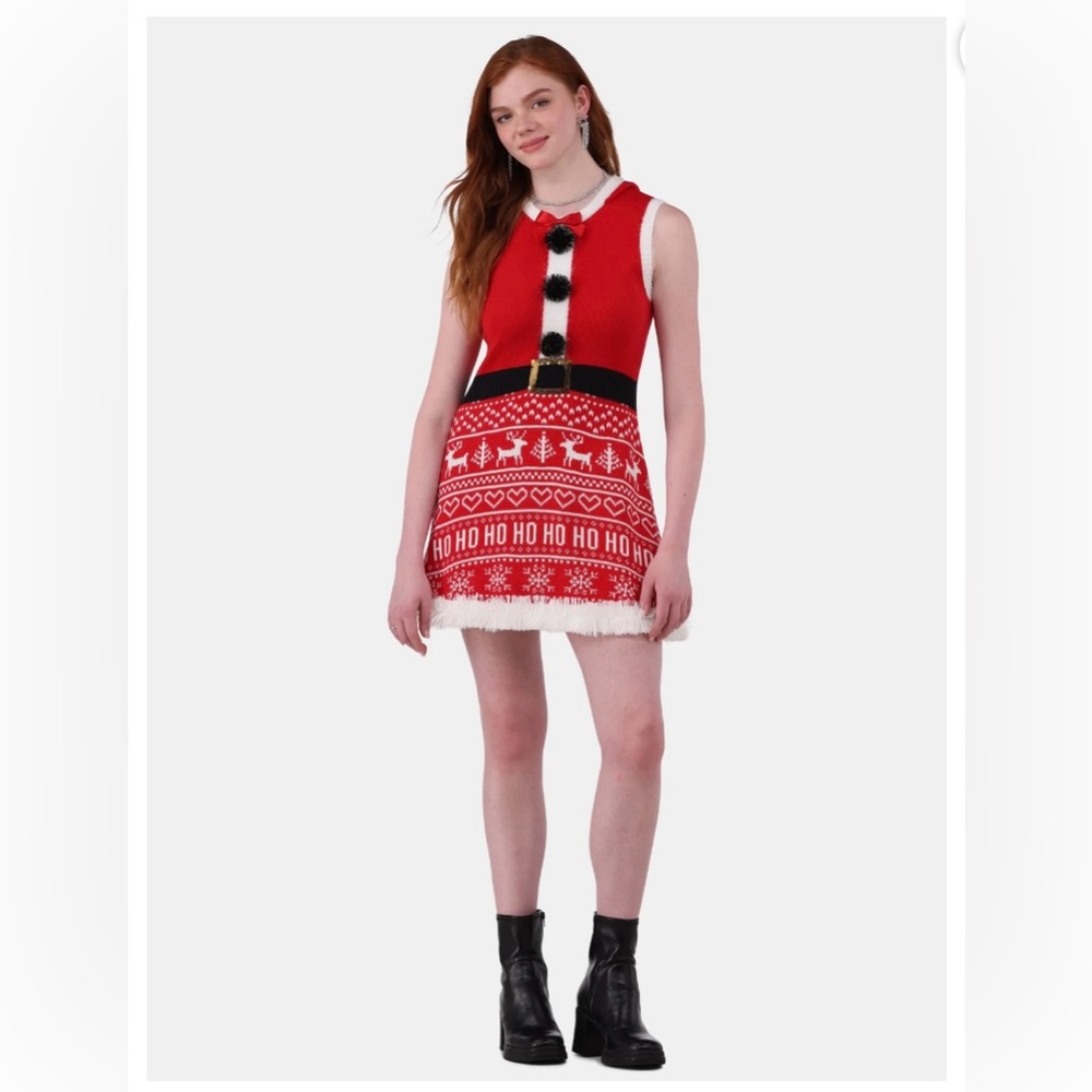 Festive Red and White Holiday Dress